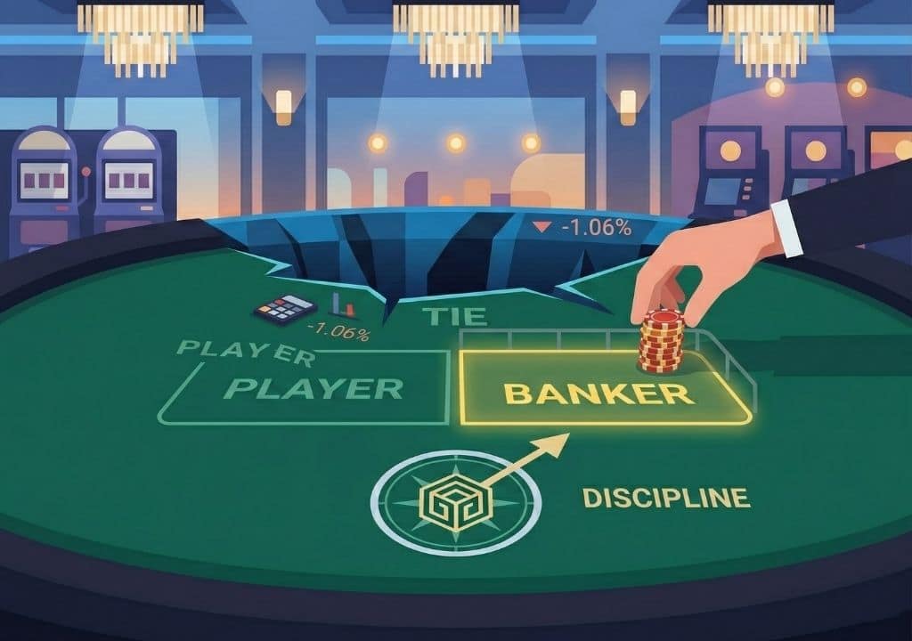 카지노 바카라 테이블에서 뱅커(Banker)에 베팅하지만 마이너스 1.06%의 하우스 엣지가 도사리고 있는 냉정한 현실의 모습