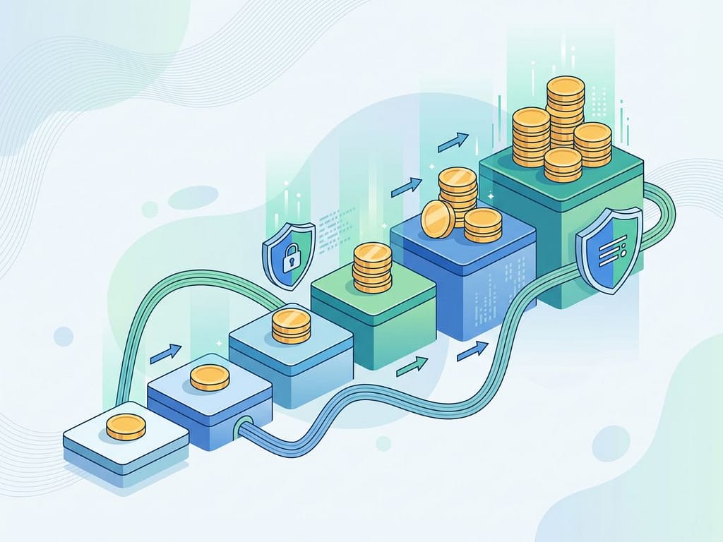 피보나치 베팅법에 따라 부드럽게 증가하는 시드머니와 자금 방어 시스템 시각화