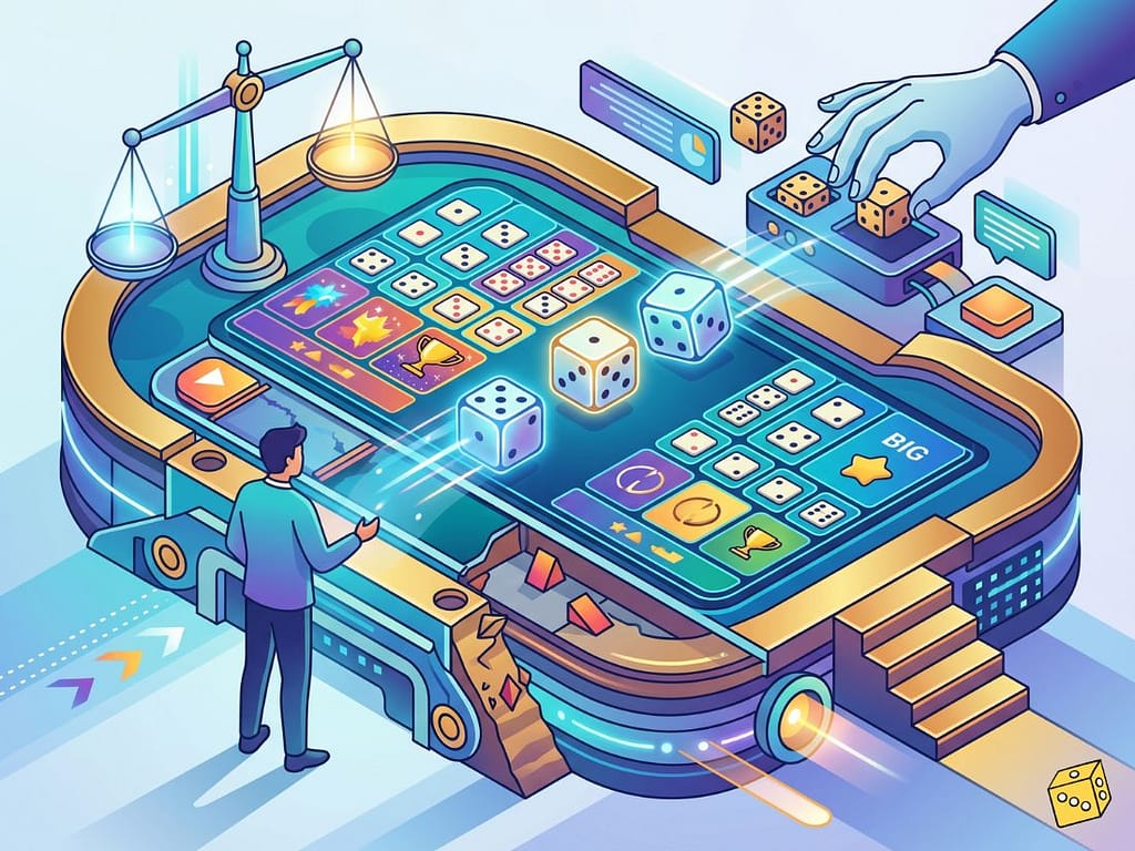 식보 게임 테이블과 주사위 롤링, 배당률 분석을 시각화한 데이터 분석 모습