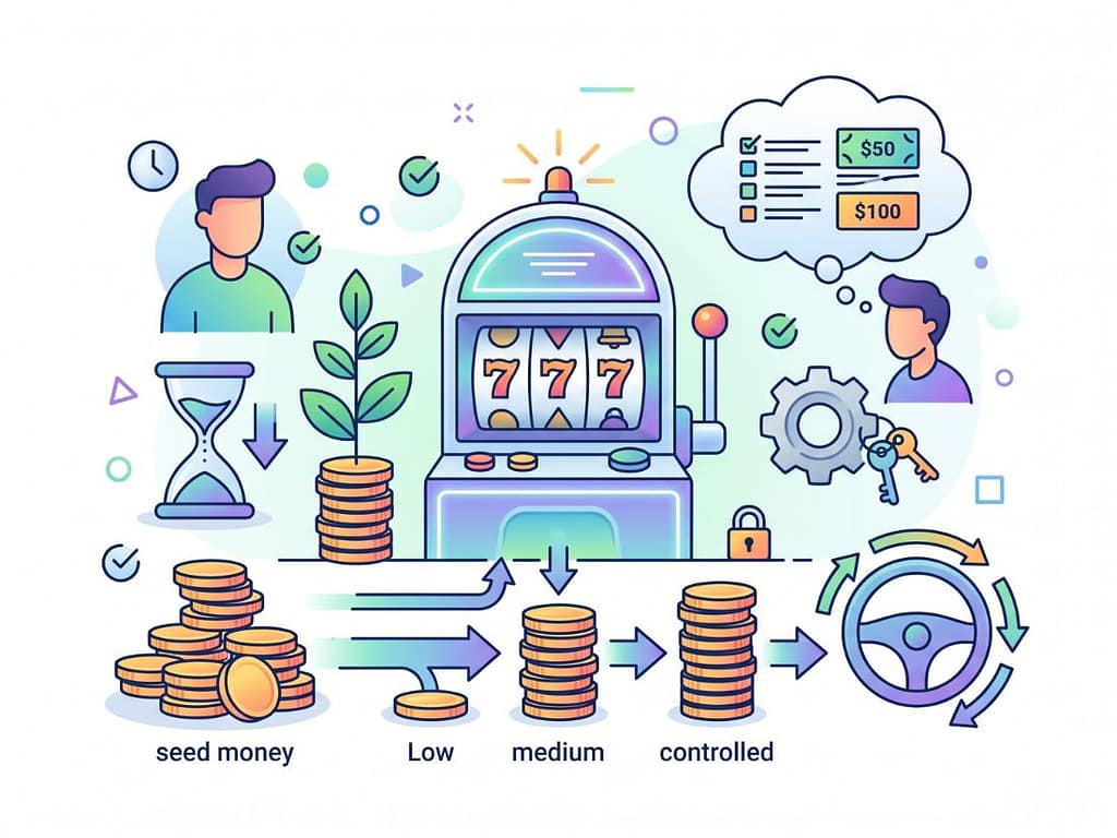 슬롯머신 시드머니를 단계별로 배분하고 체계적인 관리 원칙에 따라 지속 가능한 플레이를 실천하는 전략적 모습
